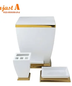 ست سرویس بهداشتی 5پارچه هارمونی مدل آوا سفیدطلایی